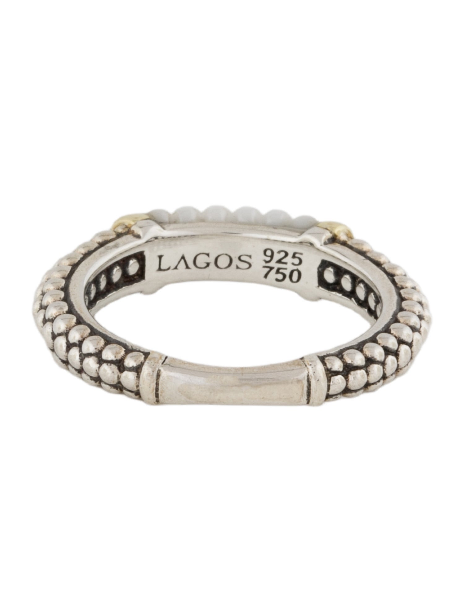 Lagos Ceramic Two-Tone Caviar Stacking Ring